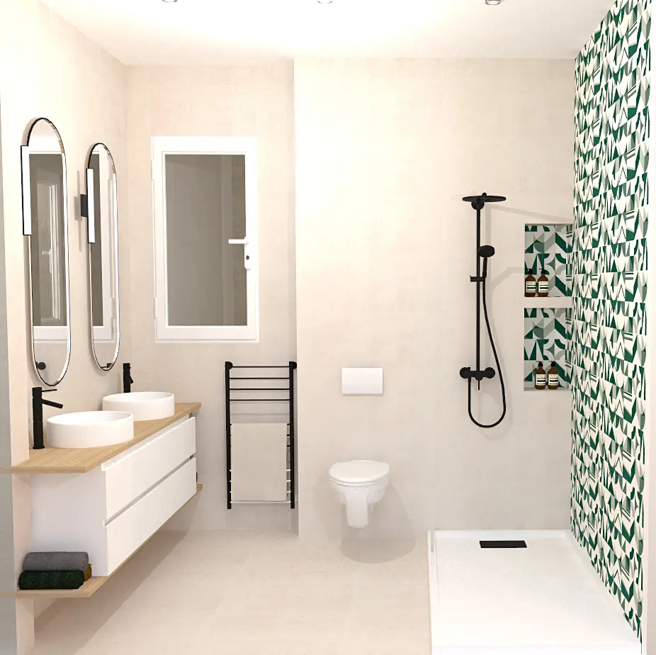 Agence M Com Marseille BInside Saint Raphael Architecte Decoratrice Interieur renovation port saint raphael appartement 3D salle bain douche wc avant travaux